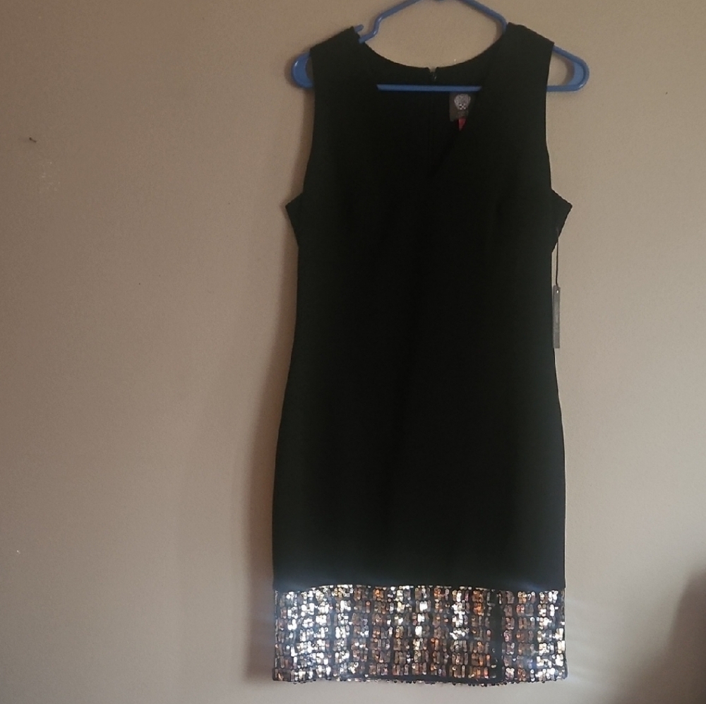 Elegant Black Dress with Sequin Hem